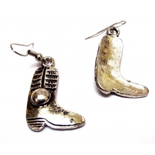 THE SHOE - Silver Oxidized Earring Hook Dangle Drop Long Asian Novelty Tribal